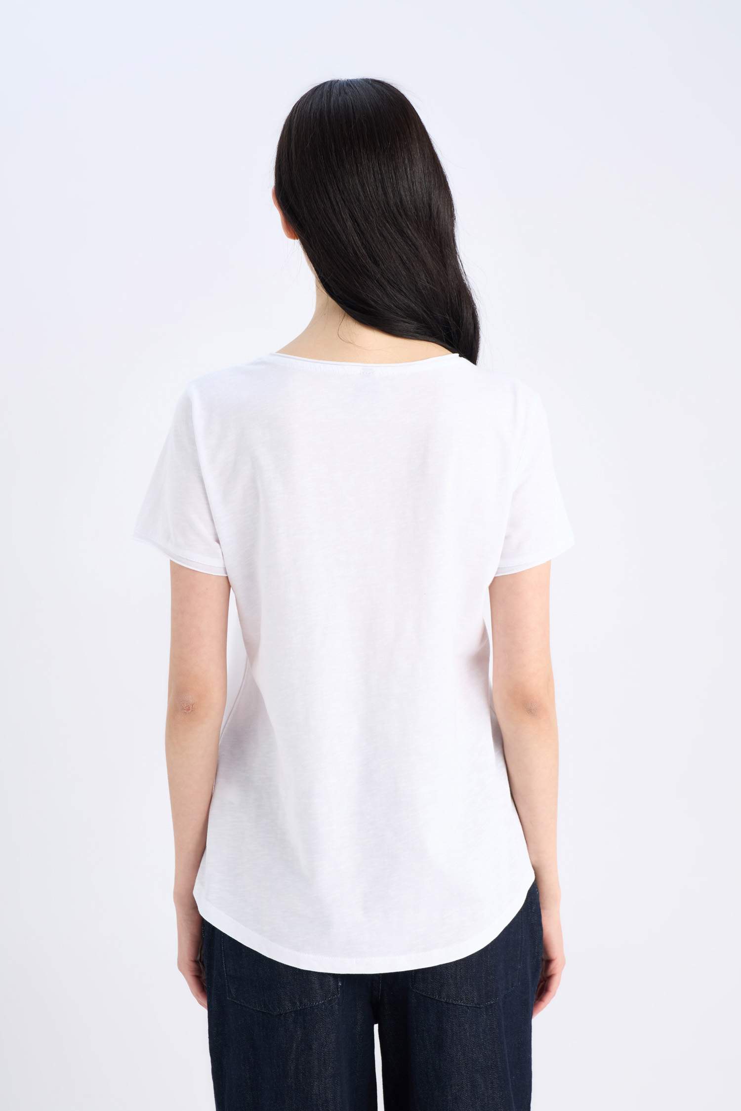 Regular Fit V Neck Basic Short Sleeve T-Shirt