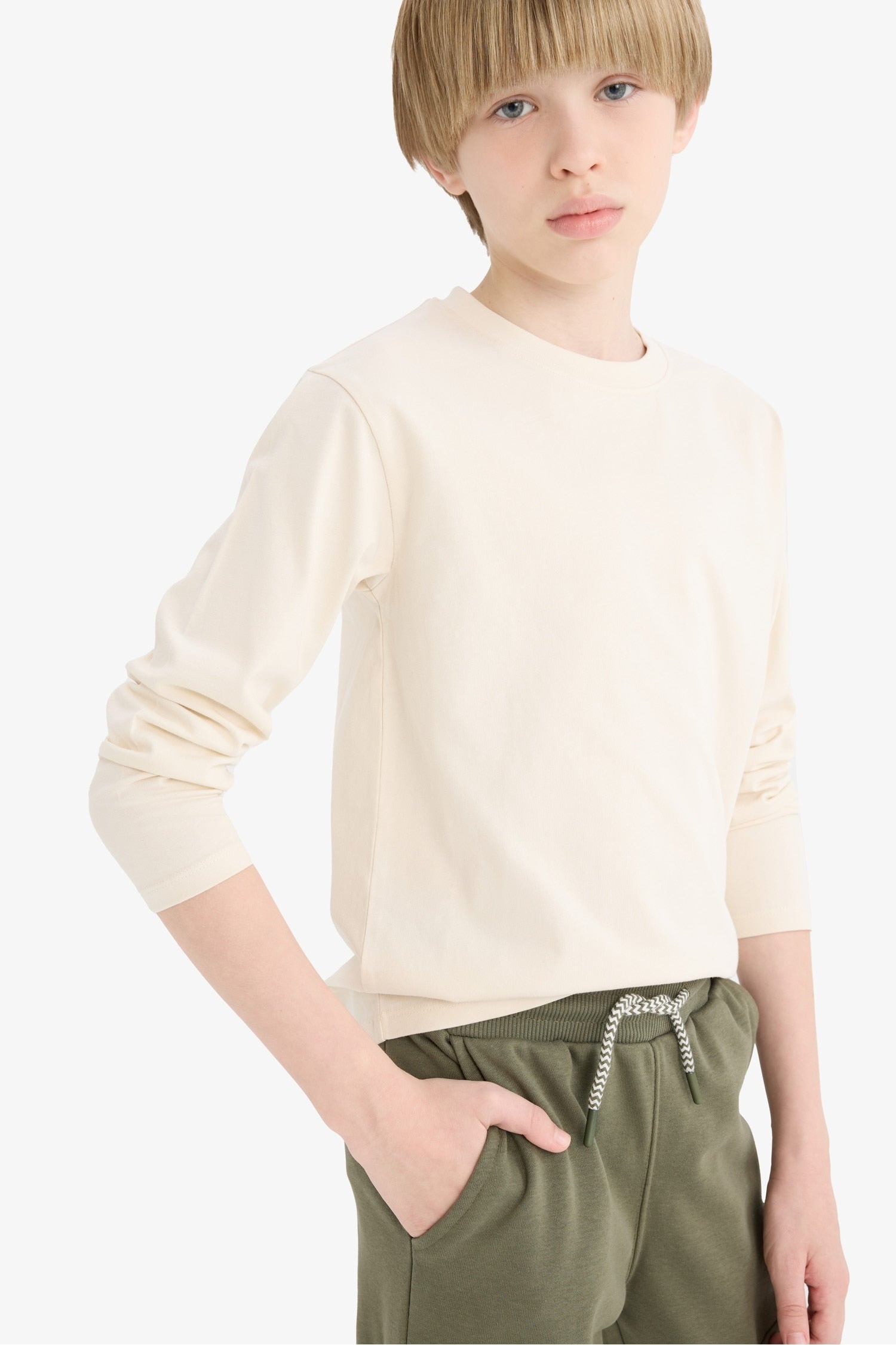 Boys Crew Neck Basic Plain Long Sleeve T-Shirt