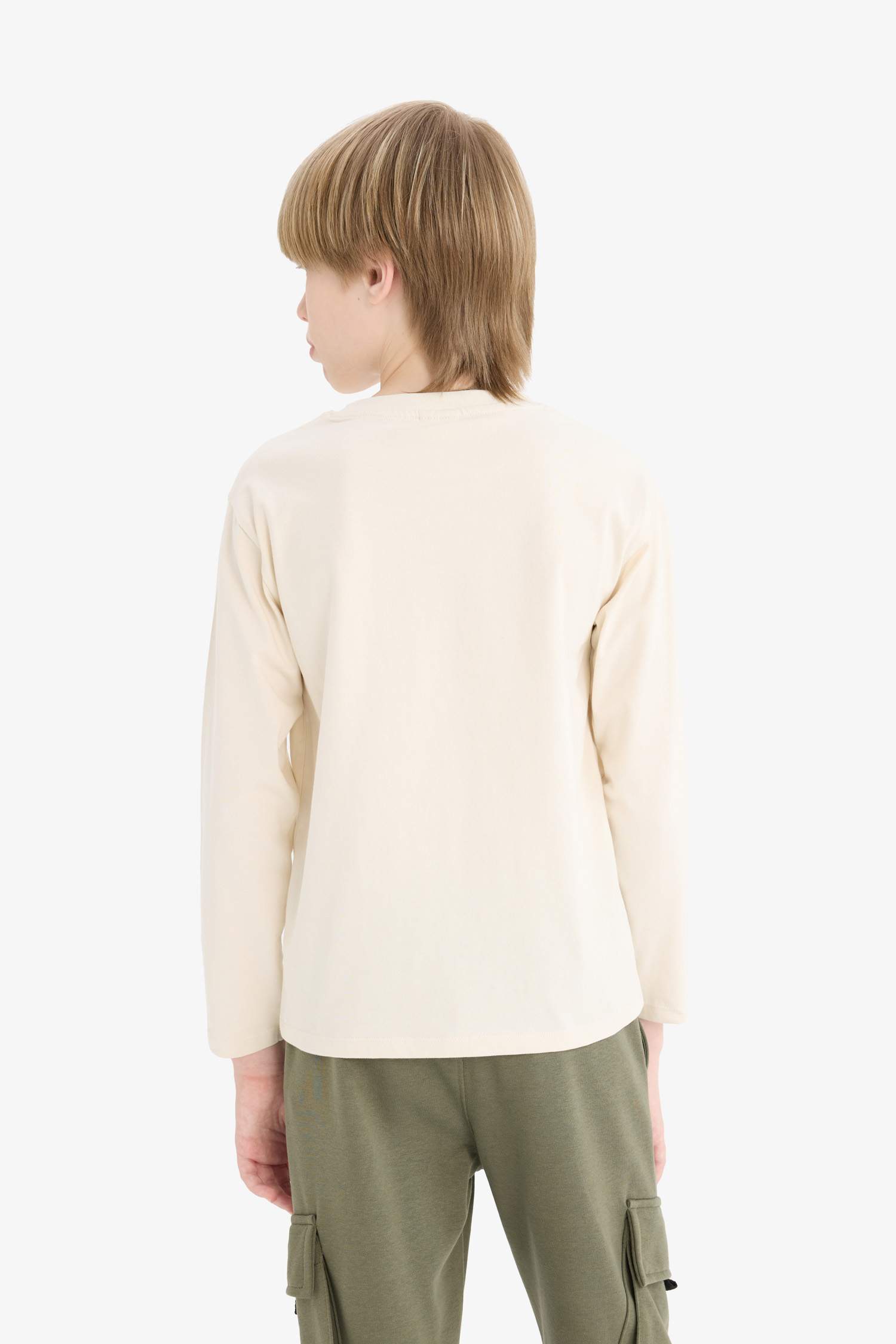 Boys Crew Neck Basic Plain Long Sleeve T-Shirt