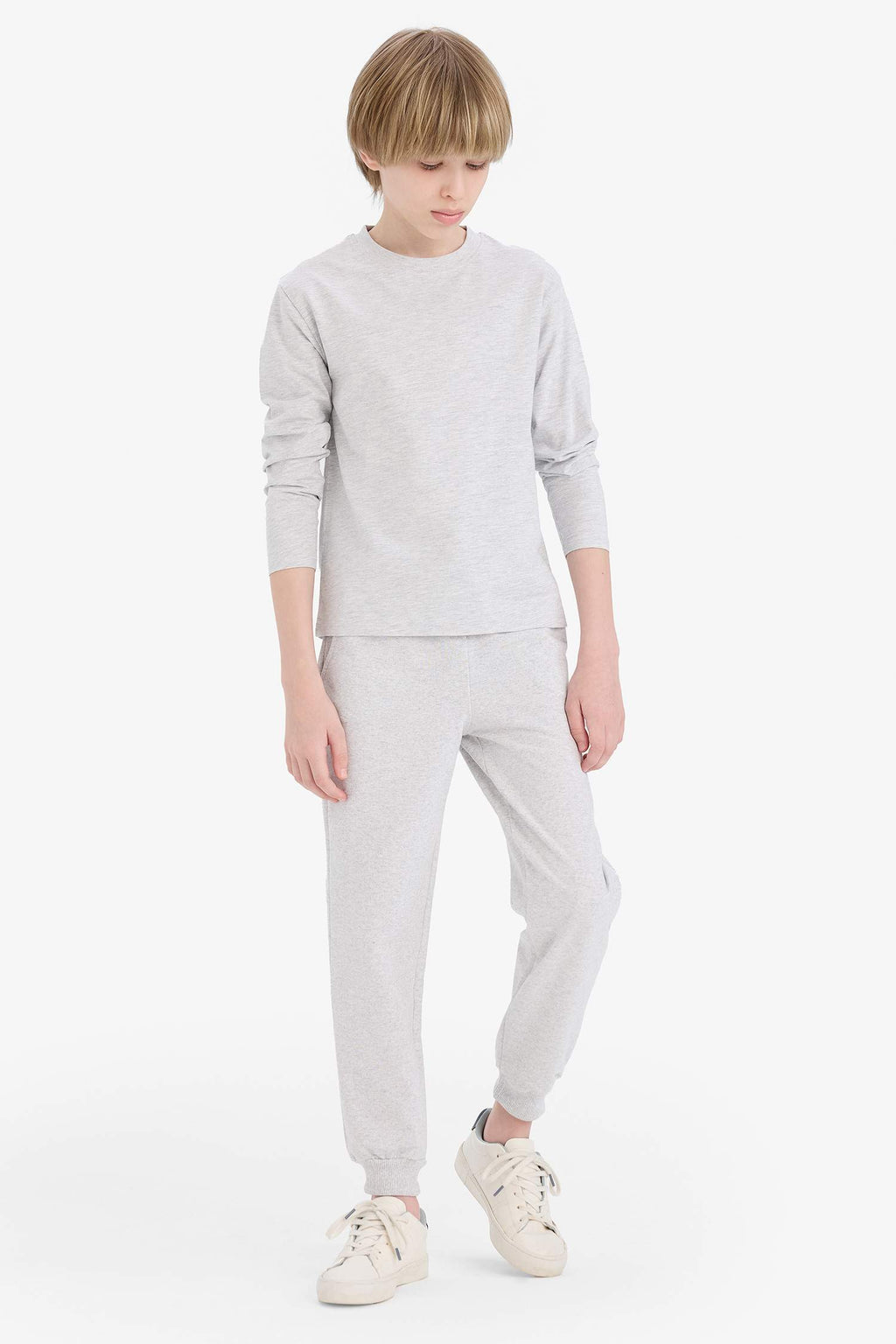 Boys Crew Neck Basic Plain Long Sleeve T-Shirt