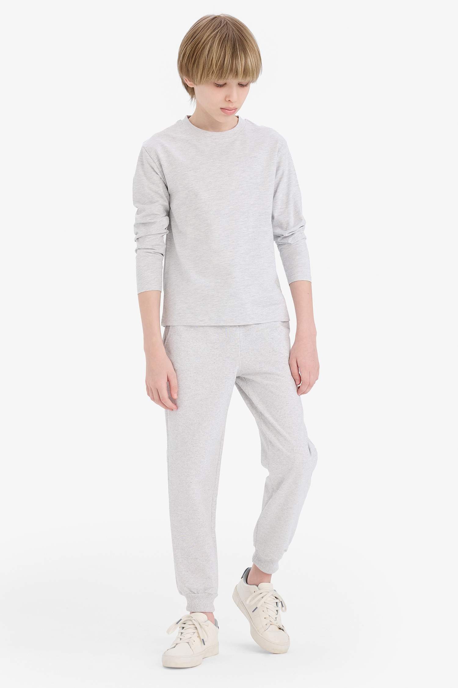 Boys Crew Neck Basic Plain Long Sleeve T-Shirt