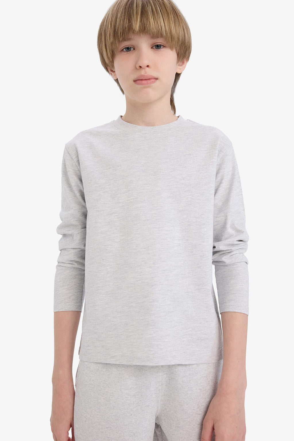 Boys Crew Neck Basic Plain Long Sleeve T-Shirt