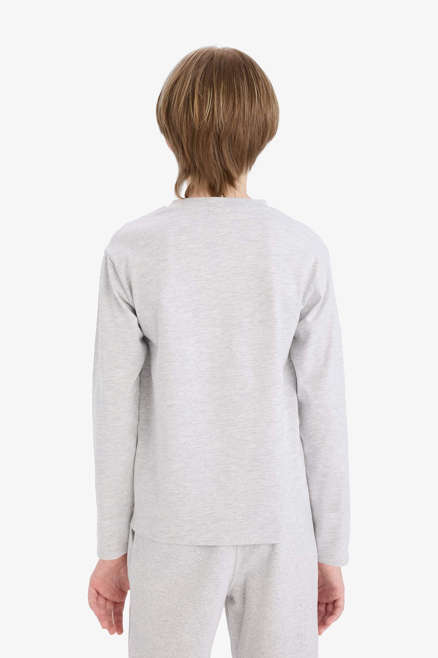 Boys Crew Neck Basic Plain Long Sleeve T-Shirt
