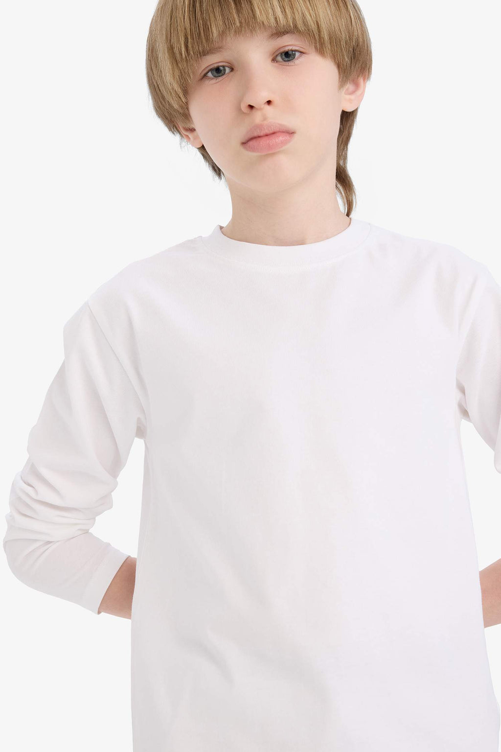 Boys Crew Neck Basic Plain Long Sleeve T-Shirt