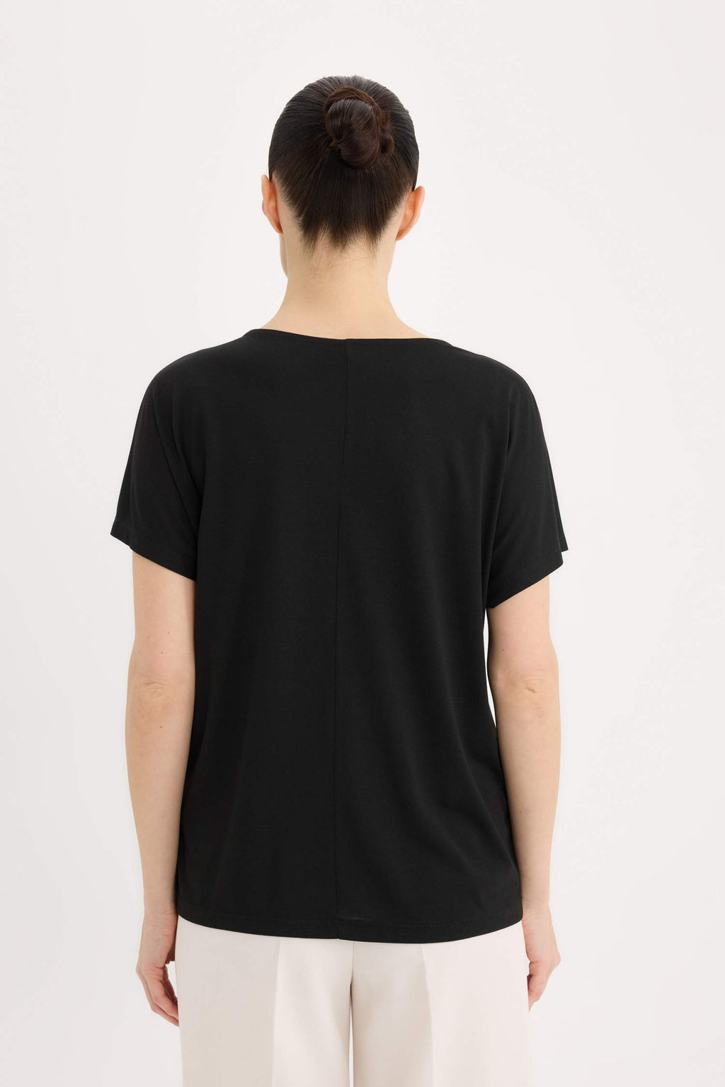 Crew Neck Printed Black Short Sleeve T-Shirt