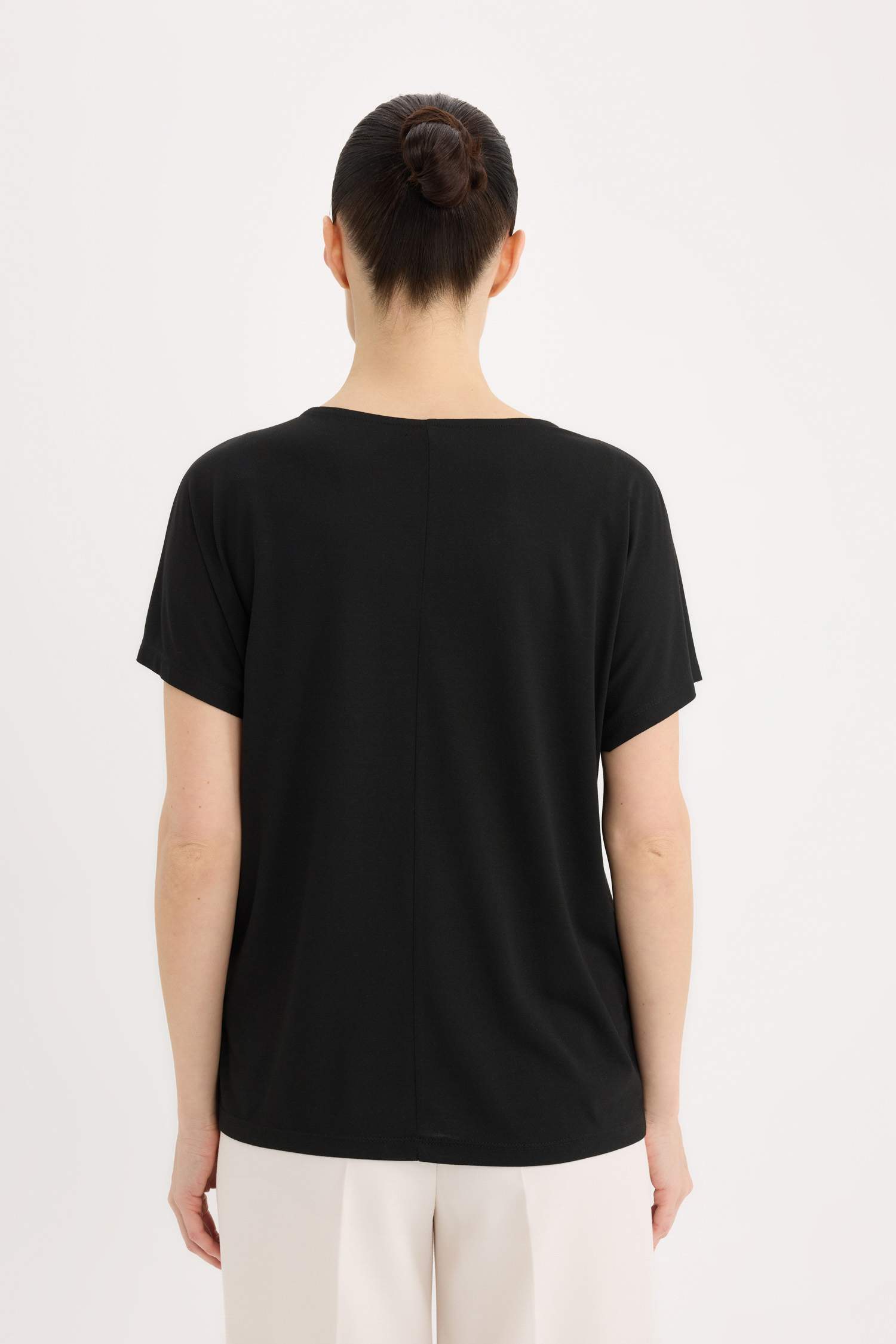 Crew Neck Printed Black Short Sleeve T-Shirt