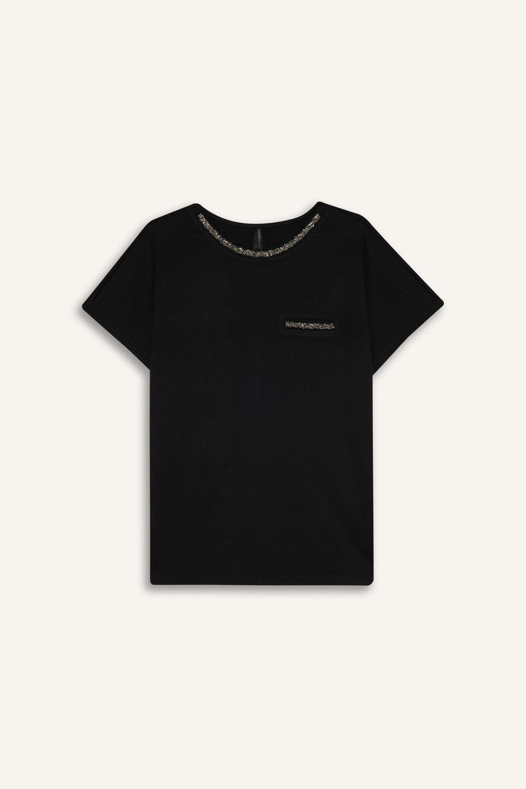 Crew Neck Printed Black Short Sleeve T-Shirt