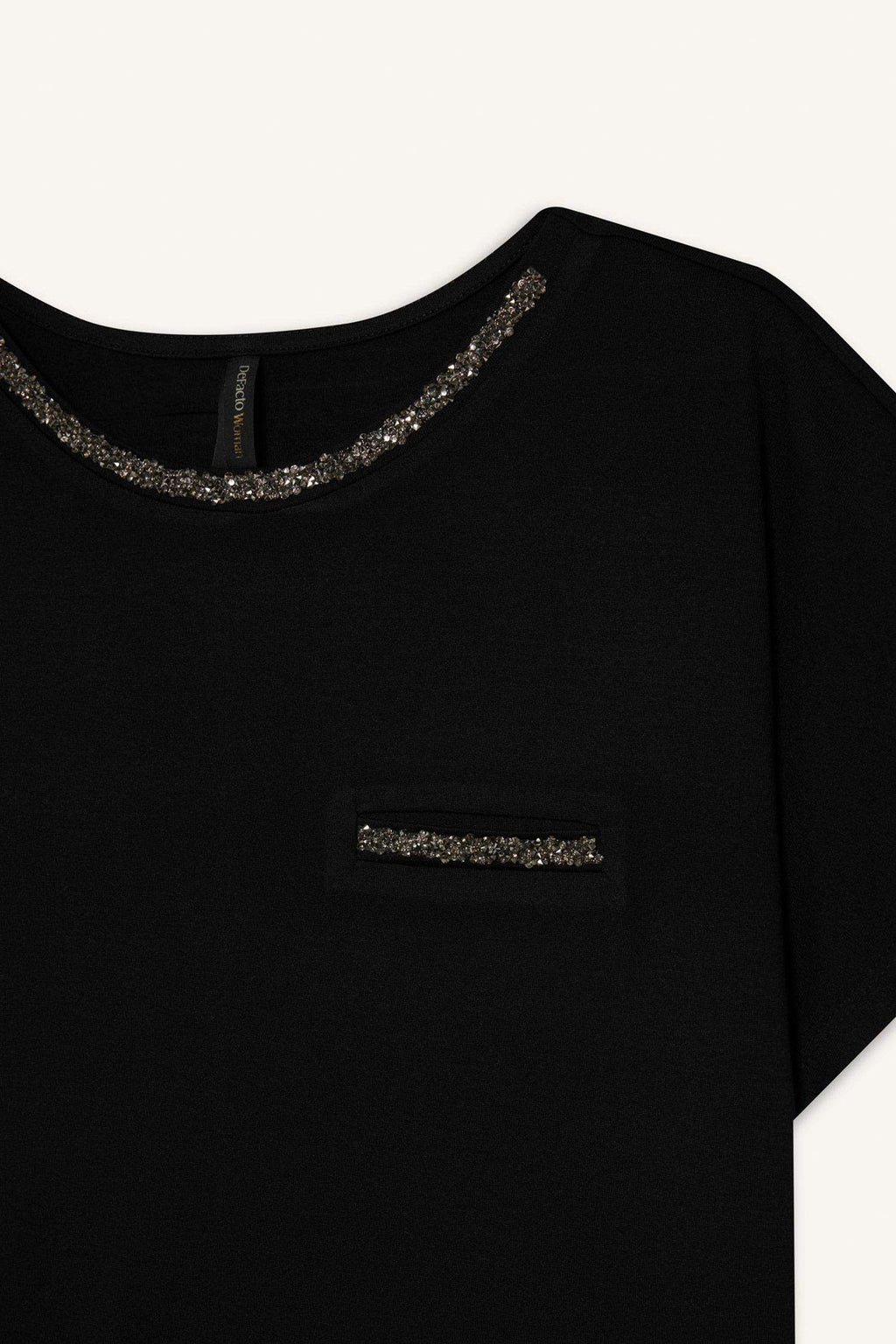 Crew Neck Printed Black Short Sleeve T-Shirt