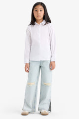 Girls Slim Fit Slim Cut Bengalin Long Sleeve Shirt