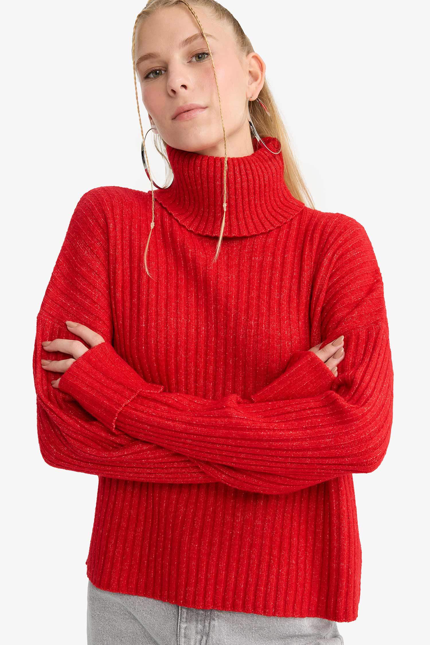 Oversize Fit Turtleneck Pullover