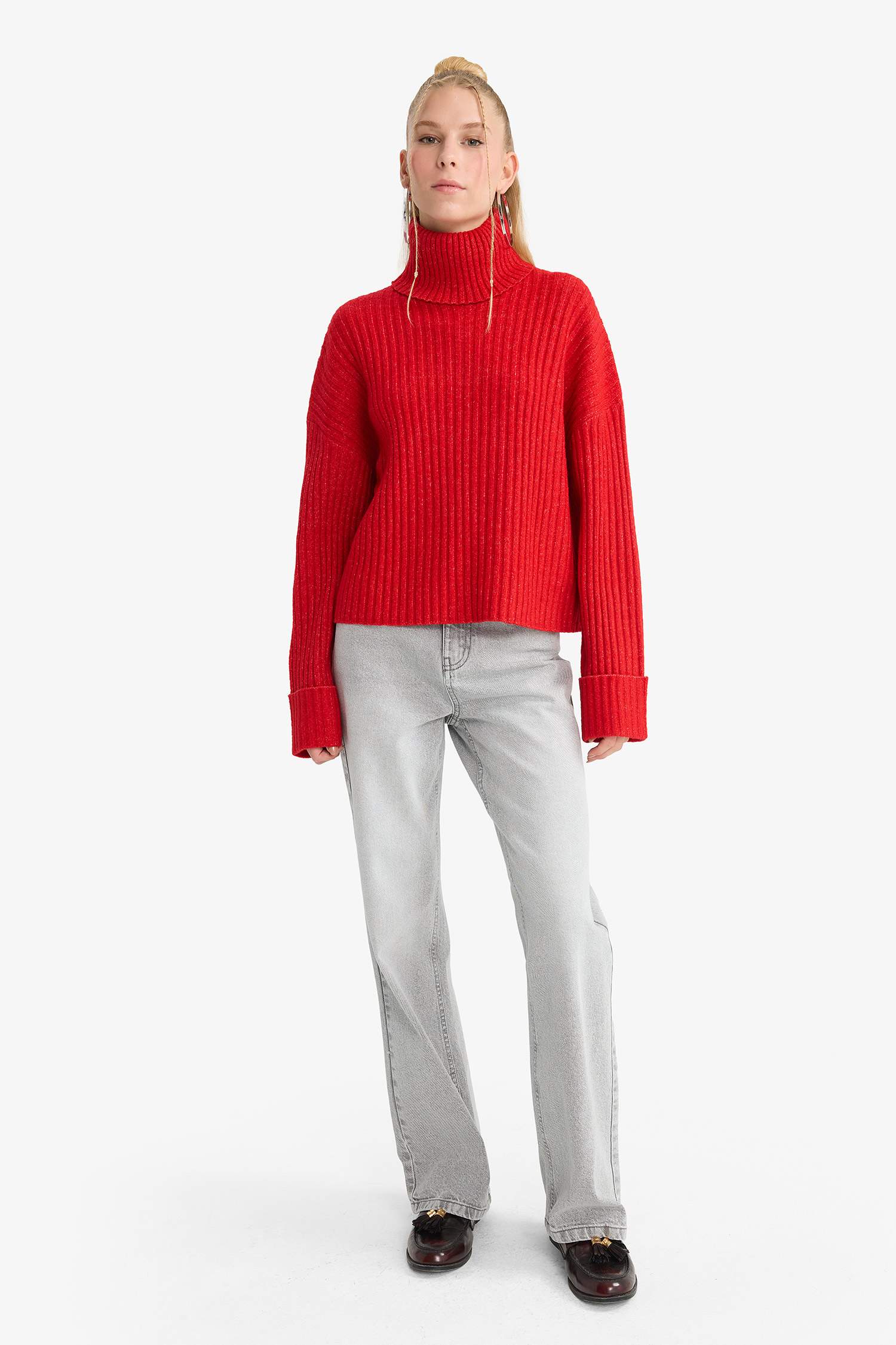 Oversize Fit Turtleneck Pullover