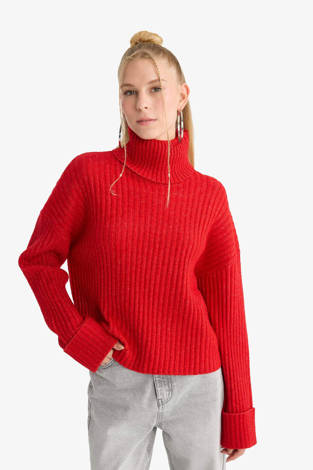 Oversize Fit Turtleneck Pullover