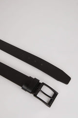 Mens Rectangular Buckle Faux Leather Jean Belt