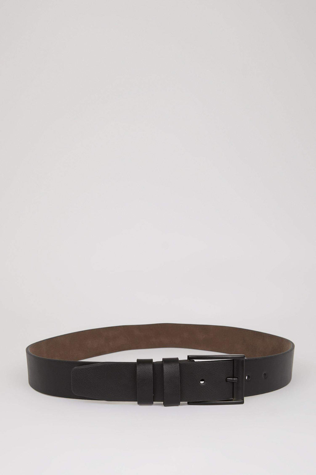 Mens Rectangular Buckle Faux Leather Jean Belt