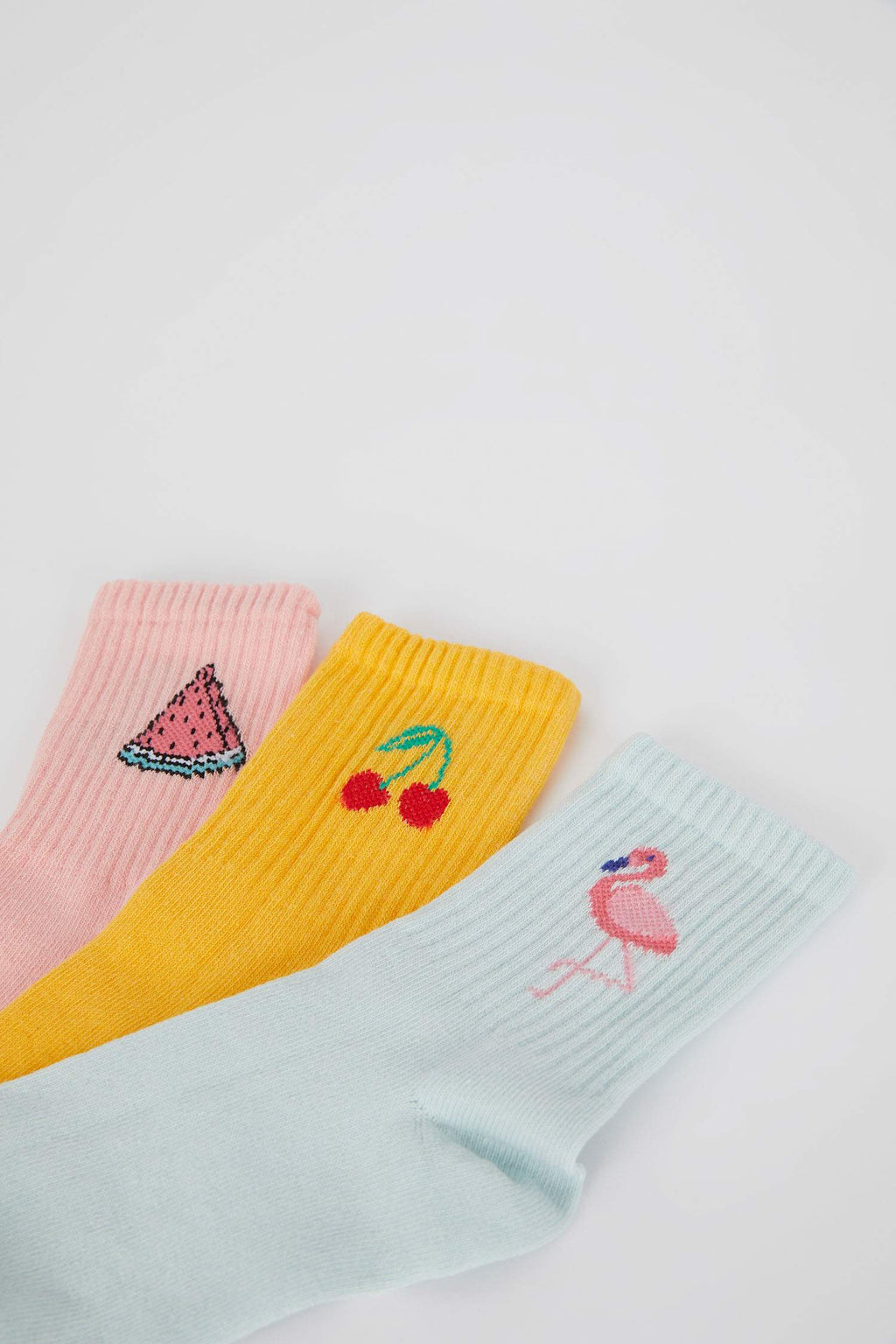 Girls Fruit Printed 3-Pack Cotton Long Socks