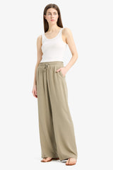 Viscose wide leg trousers with high waist Florida with pockets