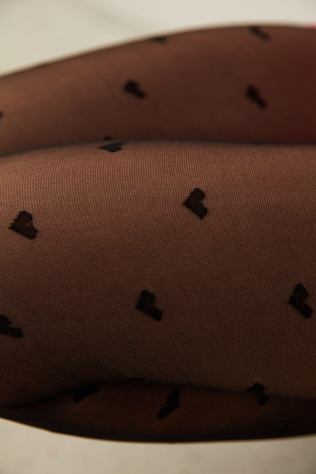 Black Mini Heart Pantyhose Main Image