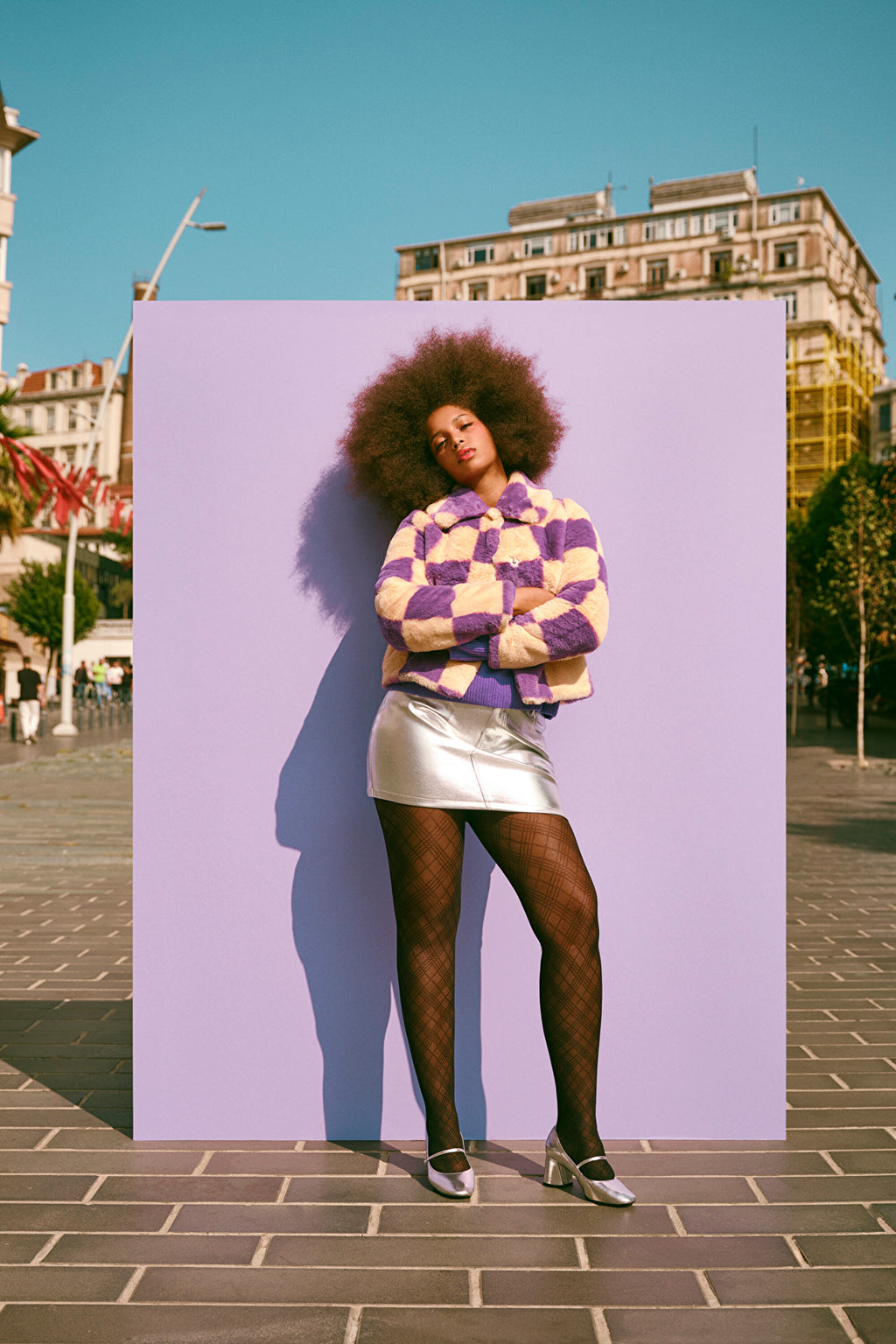 Checked Black Tights