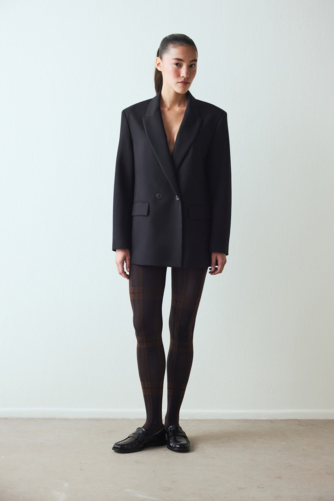 Black Retro Plaid Tights