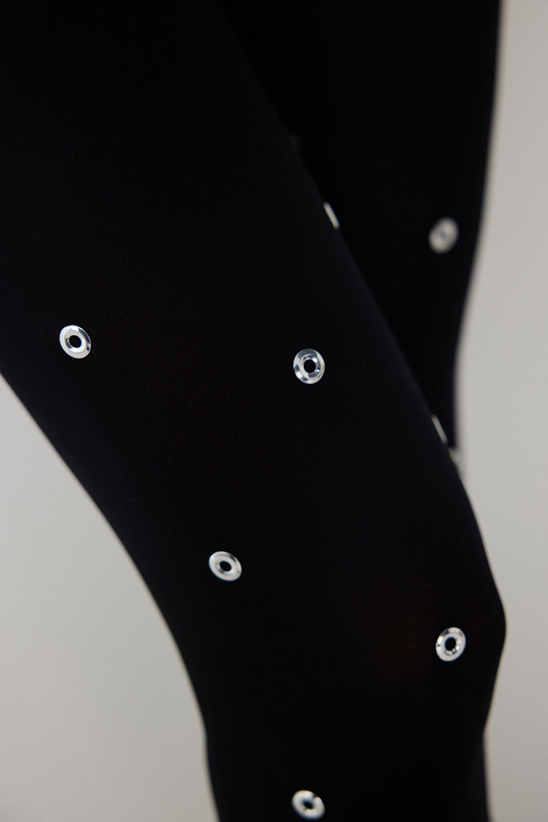 Silvery Eyelet Black Pantyhose