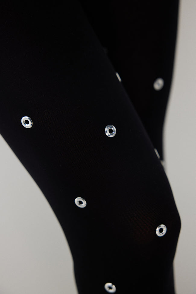 Silvery Eyelet Black Pantyhose Main Image