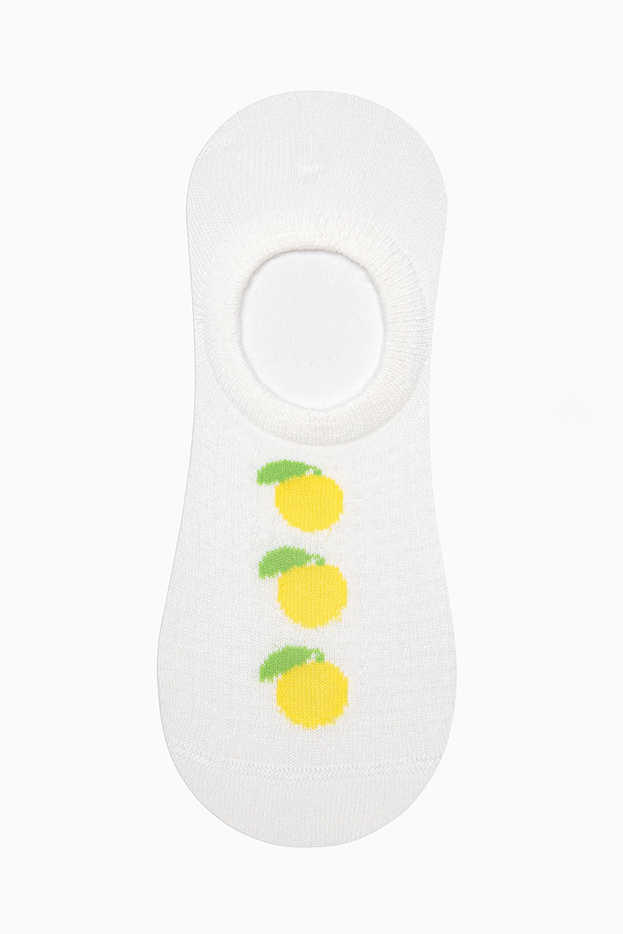 3 Pairs of Cotton Lemon Patterned Toe Seamless Sneaker Socks