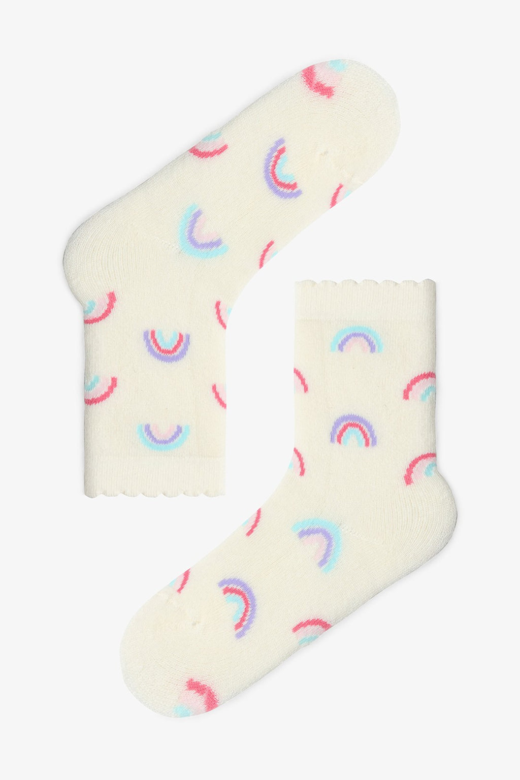 Girls Cutiepie Rainbow Patterned Cotton 2-Pack Ankle Socks