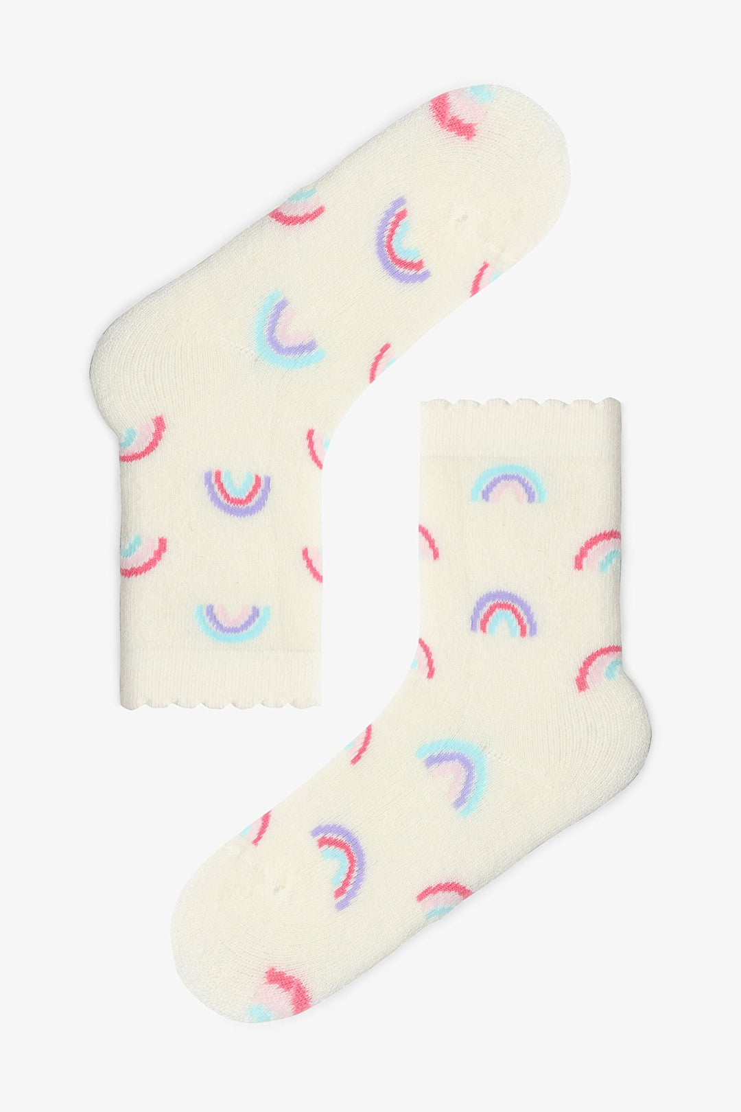 Girls Cutiepie Rainbow Patterned Cotton 2-Pack Ankle Socks