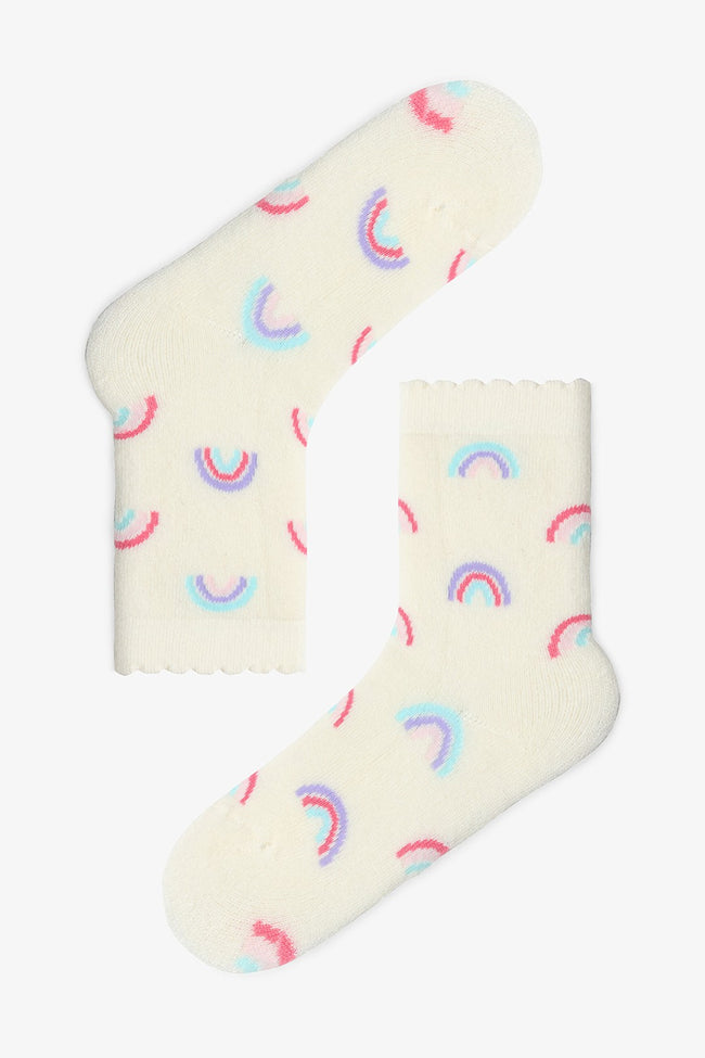 Girls Cutiepie Rainbow Patterned Cotton 2-Pack Ankle Socks Main Image