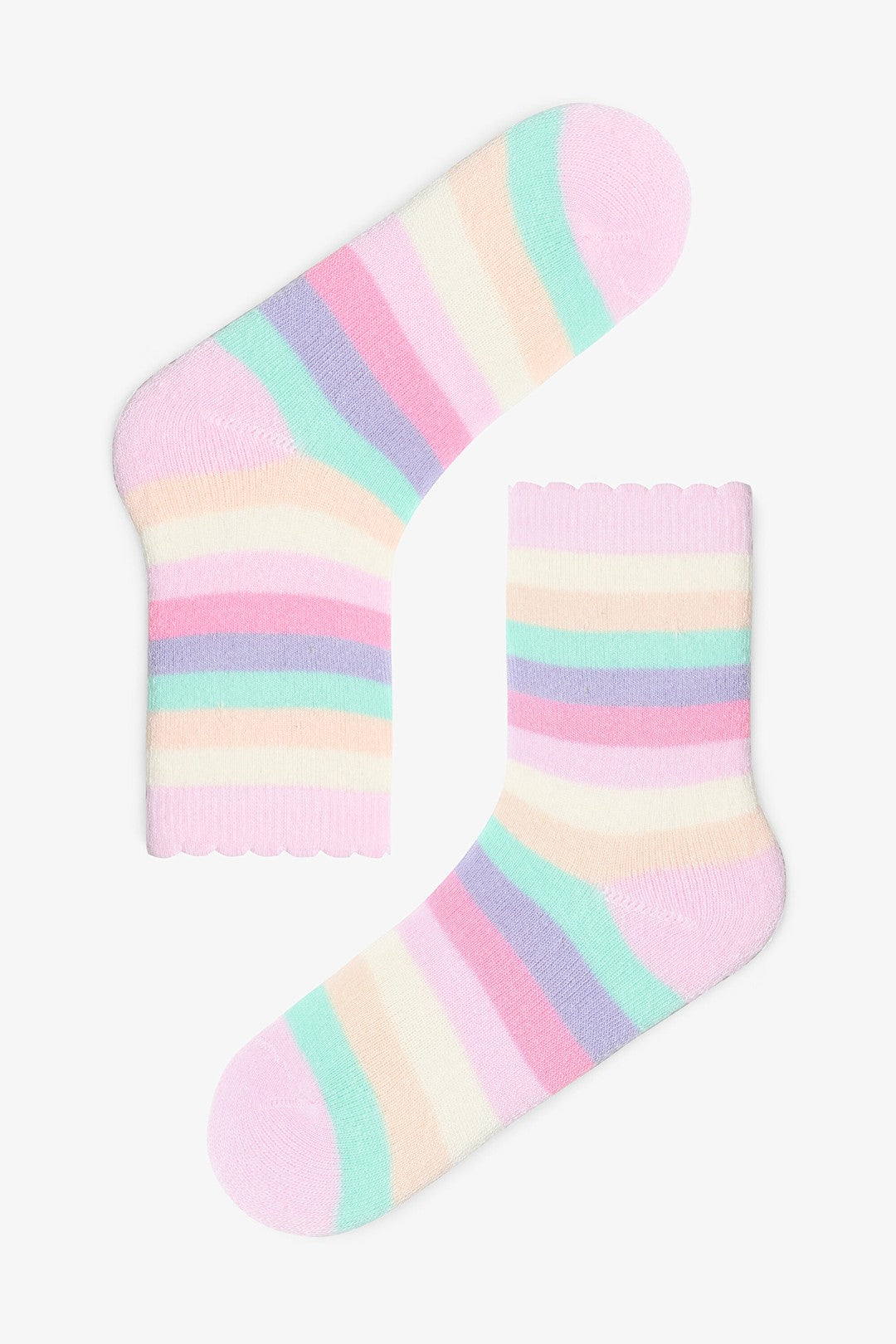 Girls Cutiepie Rainbow Patterned Cotton 2-Pack Ankle Socks