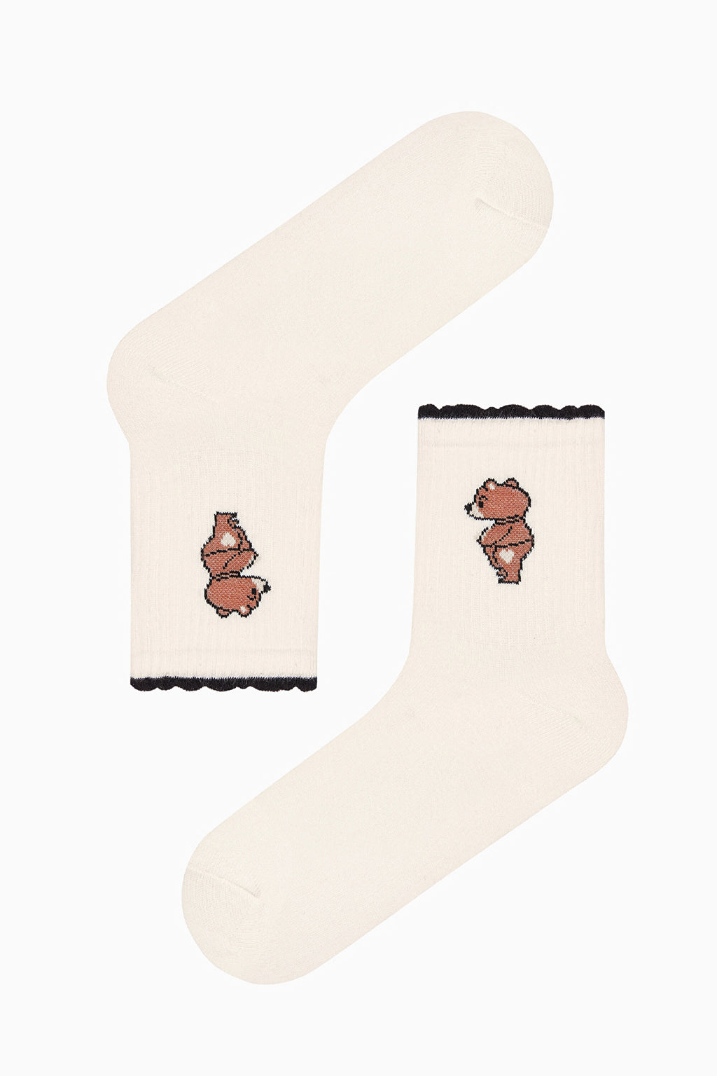 3 Pairs Cotton Teddy Bear Patterned Ankle Socks
