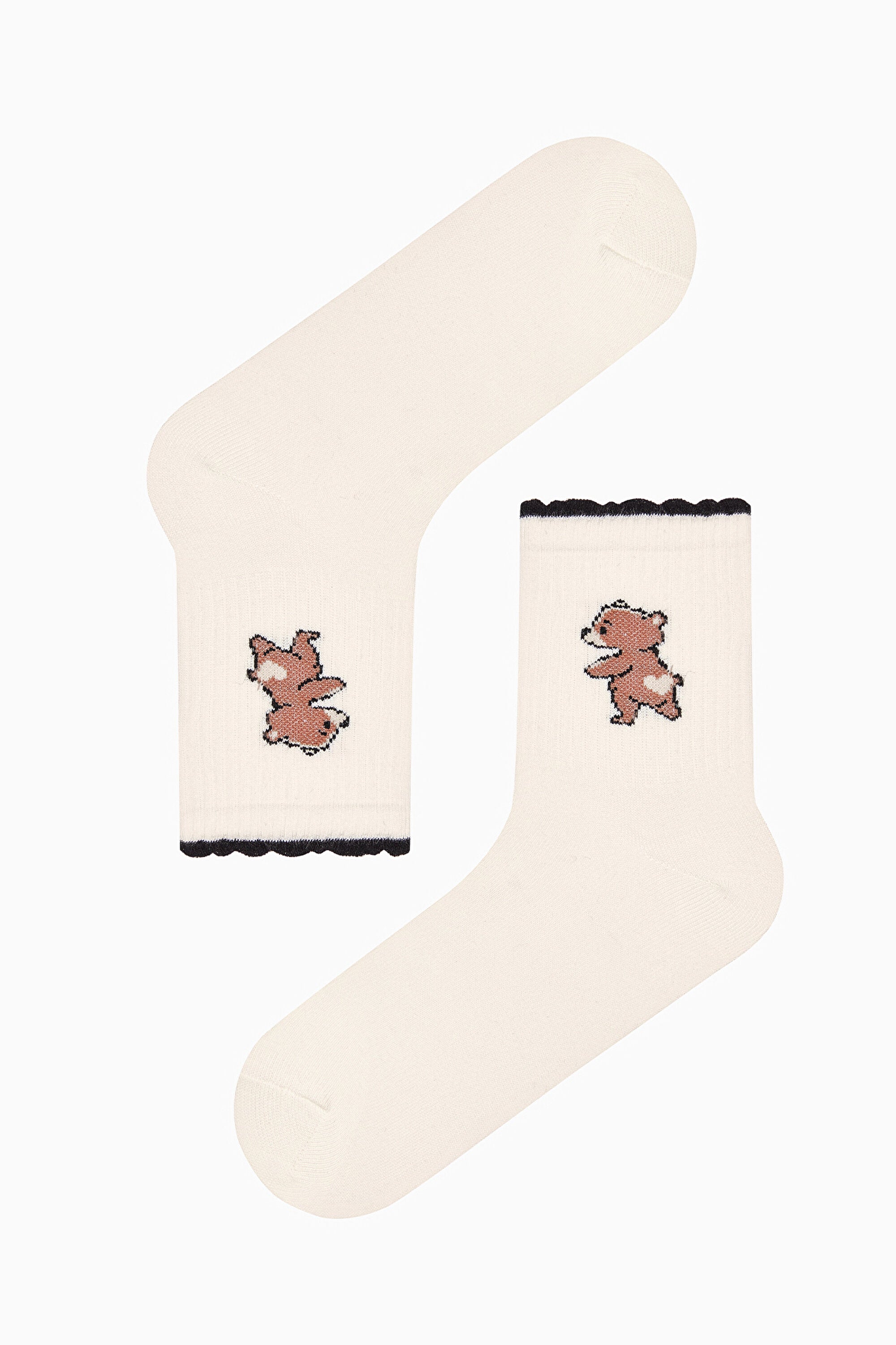 3 Pairs Cotton Teddy Bear Patterned Ankle Socks