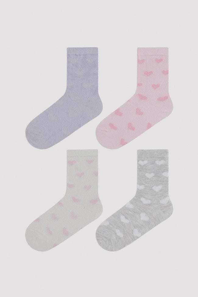 جوارب صغيرة بناتي على شكل قلوب 4 في 1 Hover Image