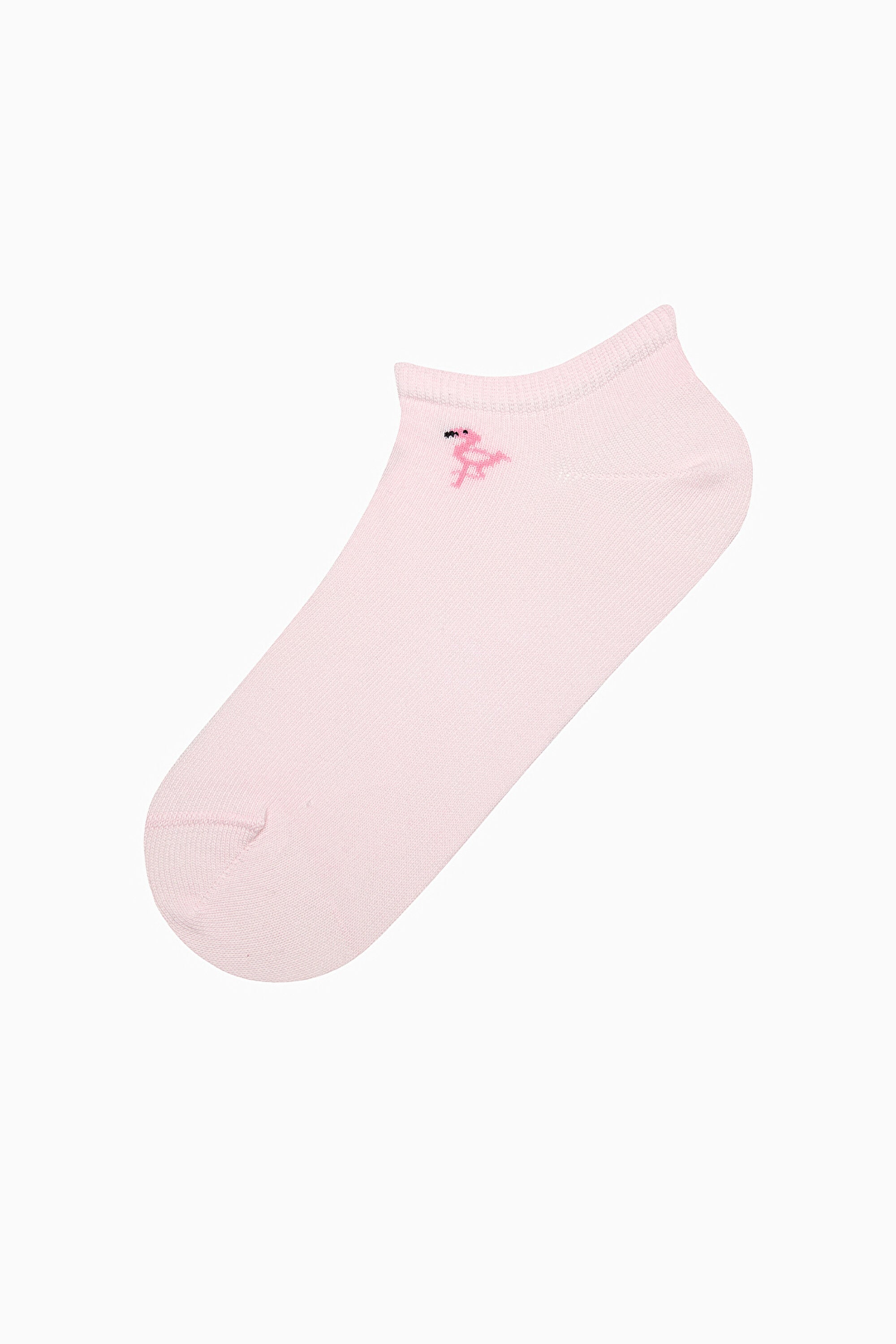 3 Pairs of Cotton Mini Flamingo Patterned Toe Seamless Ankle Socks