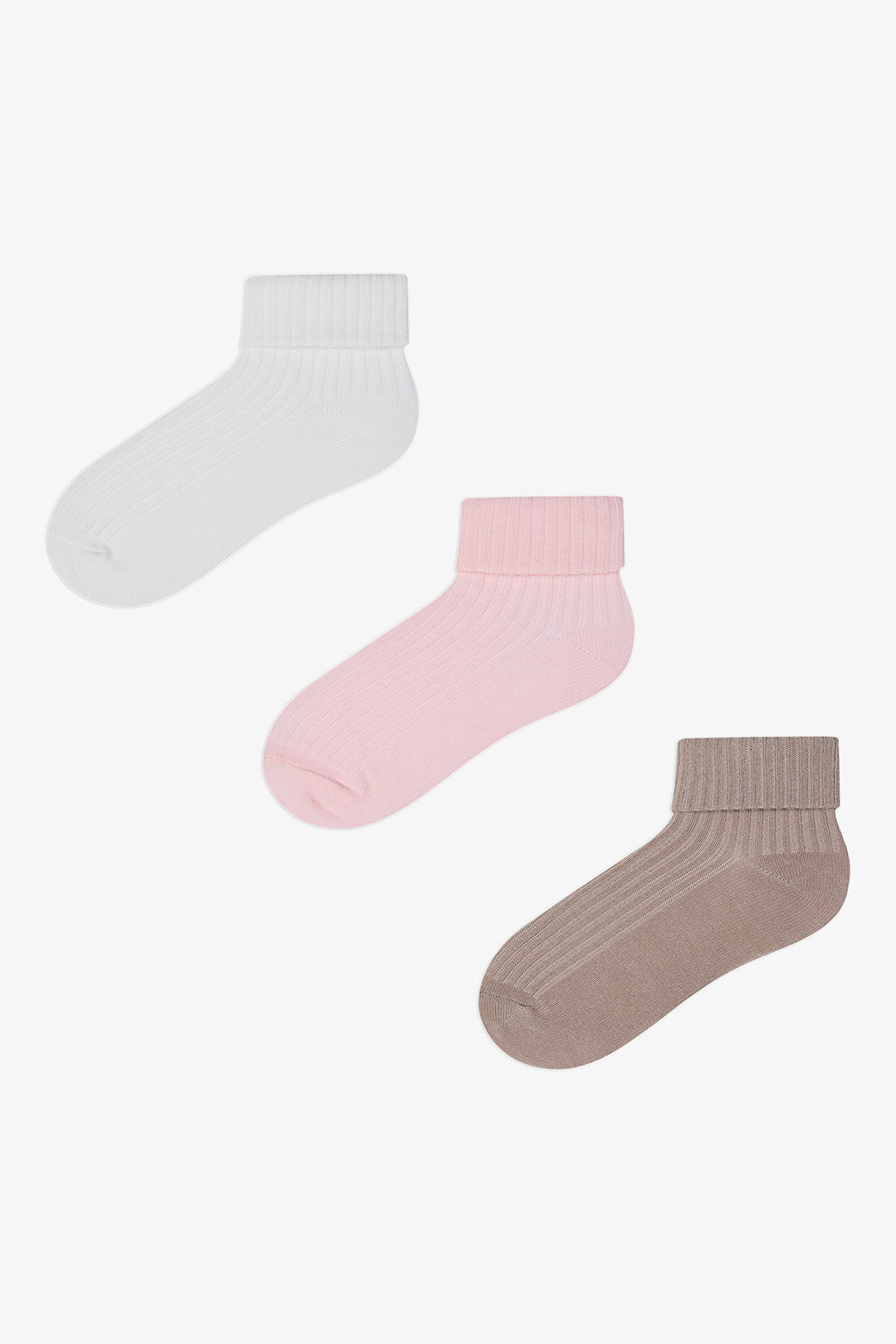 Girls Cute Girl 3-Pack Multicolored Ankle Socks