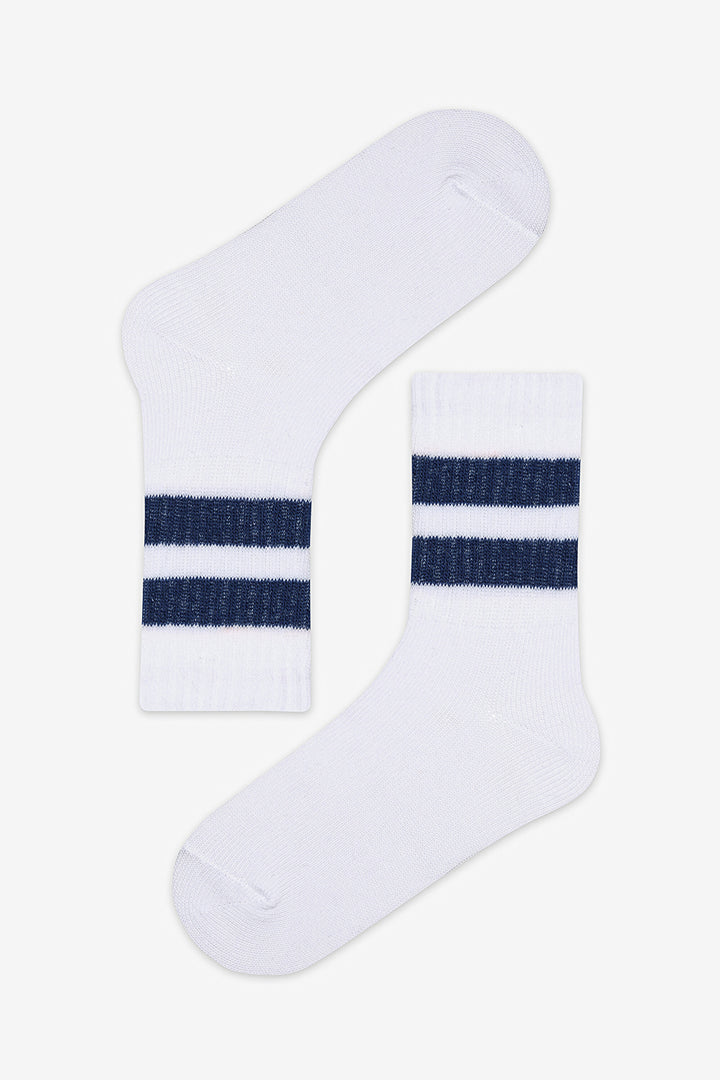 Boy Sporty Line 3 White Tennis Socks