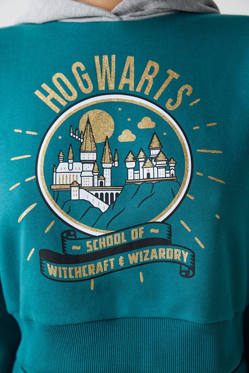Petrol Green Harry Potter Printed Hooded Sweatshirt