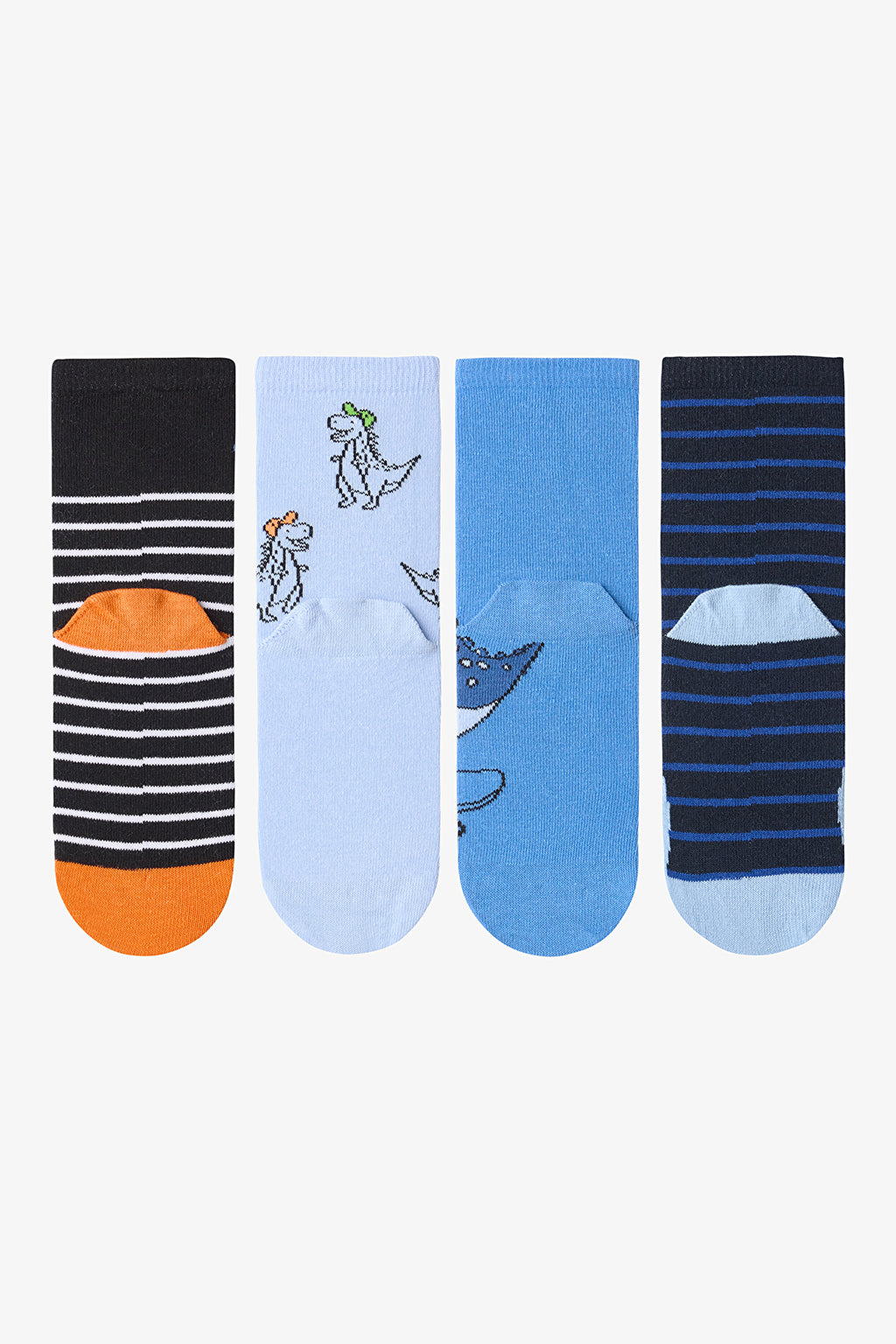 Boys Angry Dino Cotton 4-Pack Ankle Socks