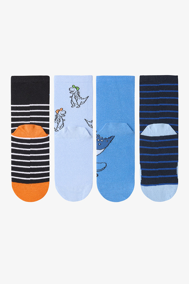 Boys Angry Dino Cotton 4-Pack Ankle Socks Main Image
