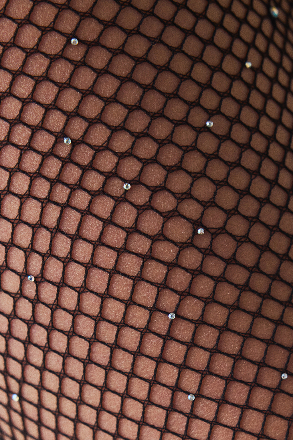 Black Fishnet Tights with Rhinestones