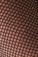Black Fishnet Tights with Rhinestones