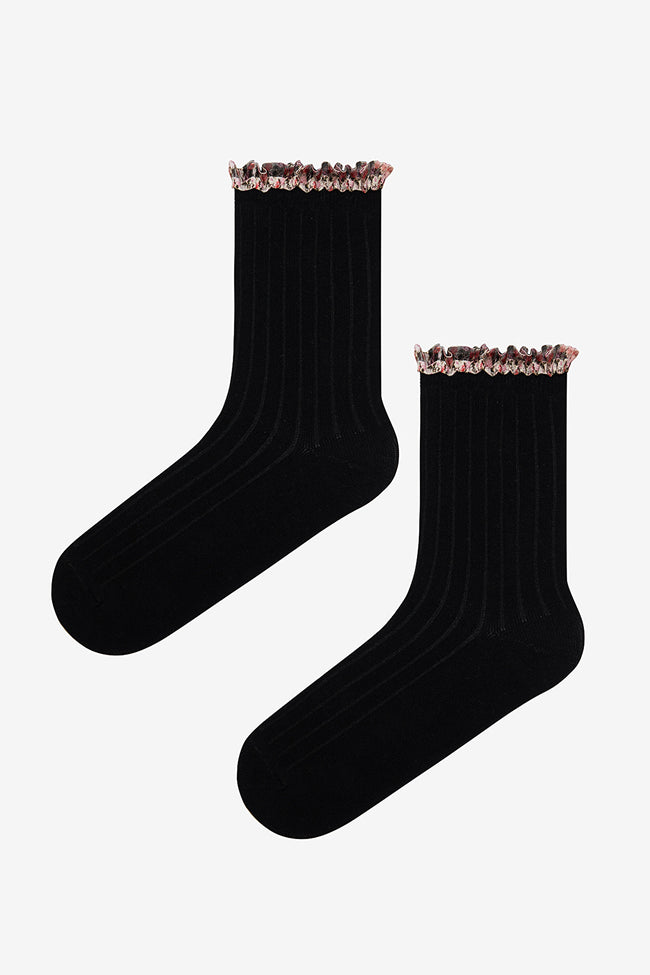 Pretty Tulle 2-Pack Black and White Ankle Socks Main Image