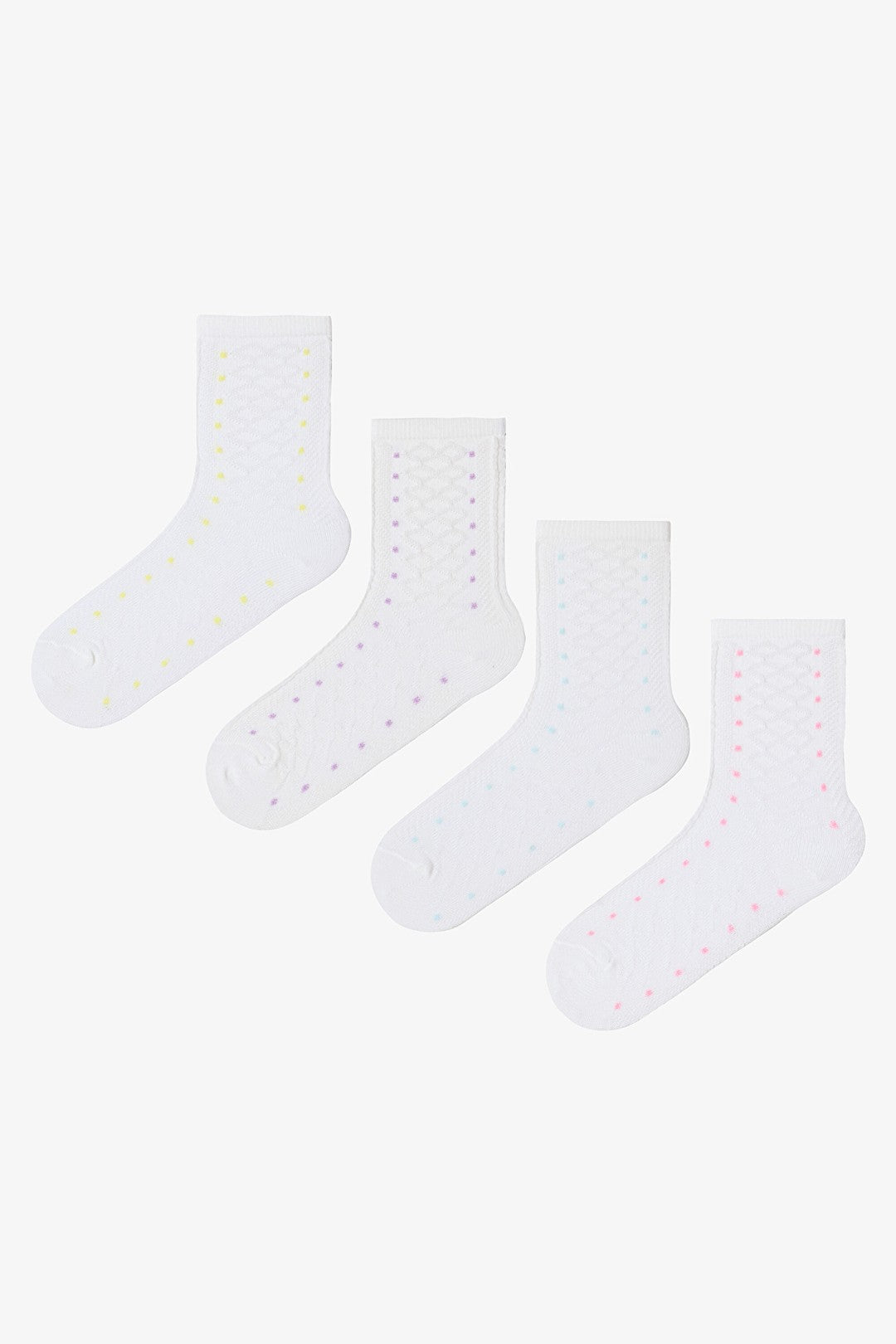 Colorful Girls Polka Dot Cotton 4-Pack Ankle Socks