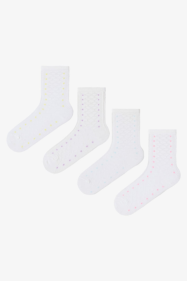 Colorful Girls Polka Dot Cotton 4-Pack Ankle Socks Hover Image