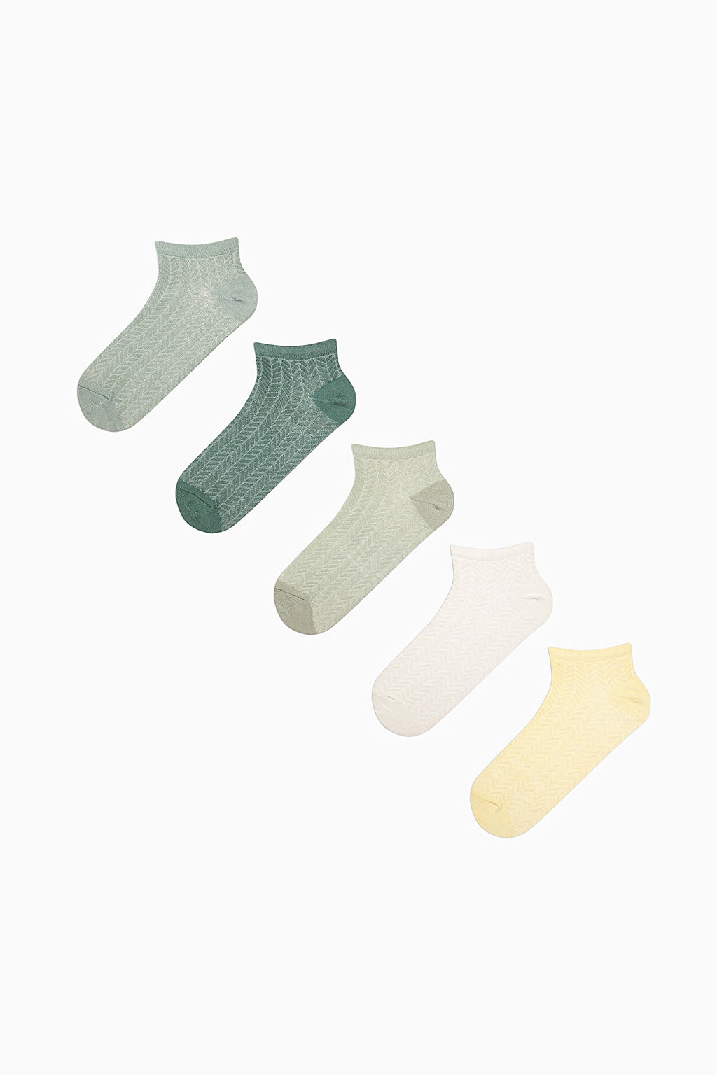 5 Pairs of Cotton Zigzag Patterned Ankle Socks