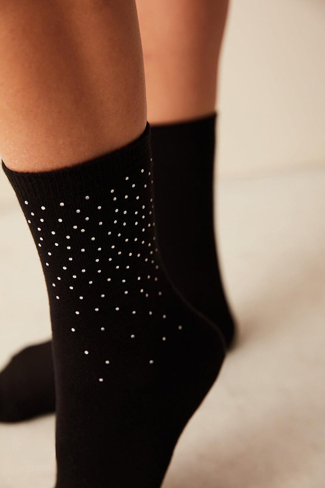 Black Socket Socks With Shiny Stones