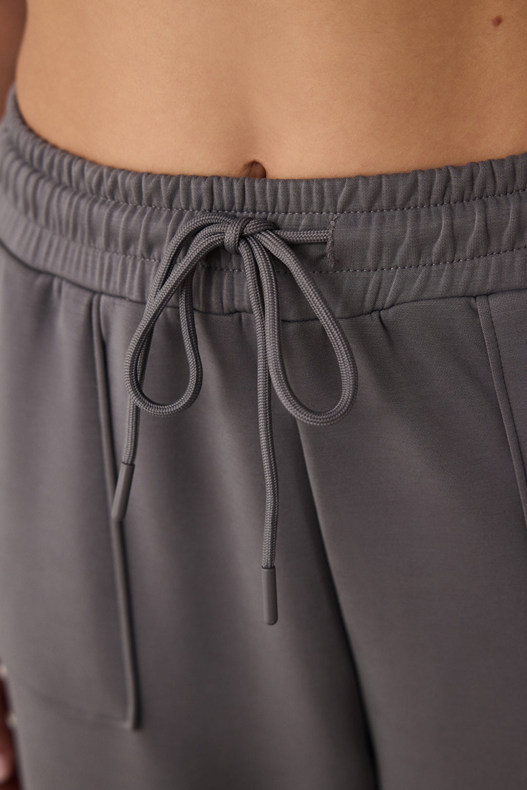 Gray Modal Straight Leg High Waist Front Pocket Trousers