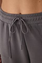 Gray Modal Straight Leg High Waist Front Pocket Trousers