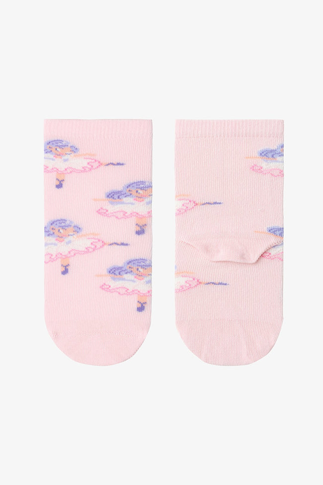 Girls' Hopping Fairy Patterned 4-Pack Ankle Socks Main Image