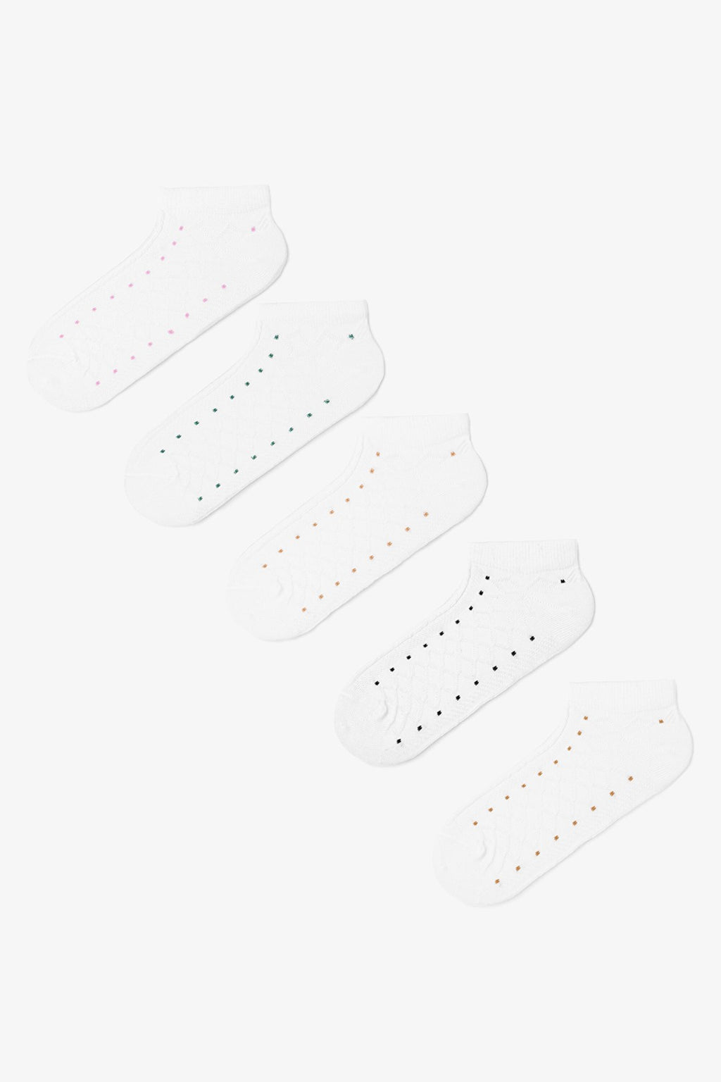 5 Pairs of Cotton Self-Patterned Polka Dot Ankle Socks